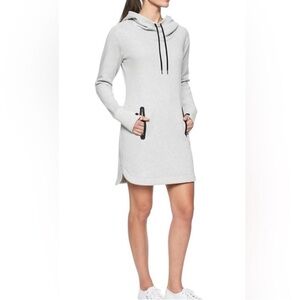 Athleta Gray Cozy Karma Hoodie Sweatshirt Dress S Cozy Athleisure Mini 32" long